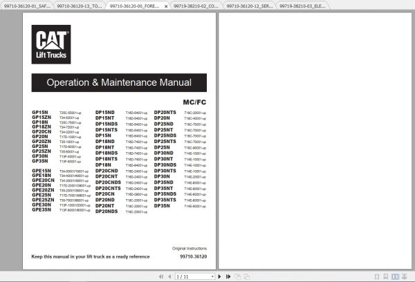Caterpillar Lift Truck DP20NTS Service Manuals 1