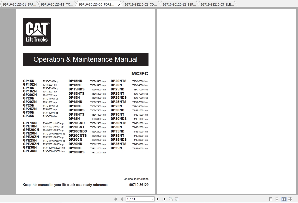 Caterpillar Lift Truck DP20NTS Service Manuals 1