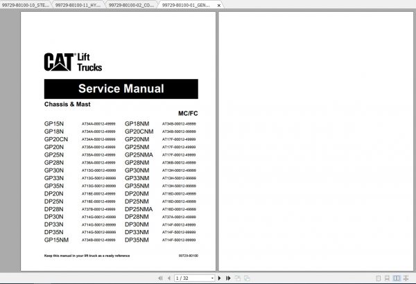 Caterpillar Lift Truck DP20NT Service Manuals 1