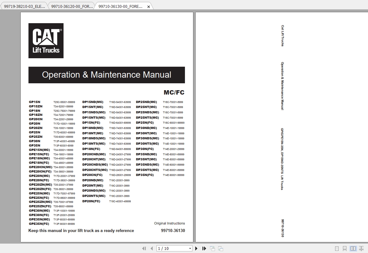 Caterpillar Lift Truck DP20NT Service Manuals 1r3Wmq