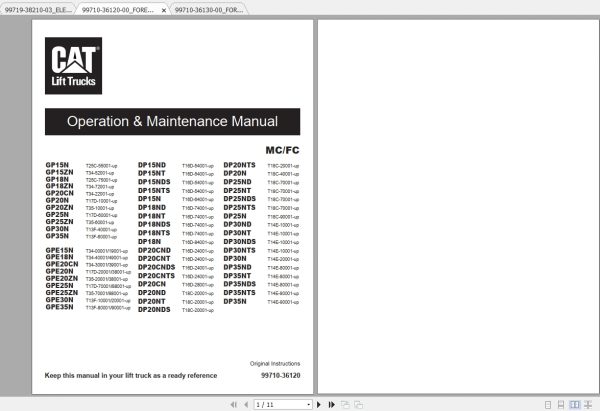 Caterpillar Lift Truck DP20NT Service Manuals 3hcwJ7