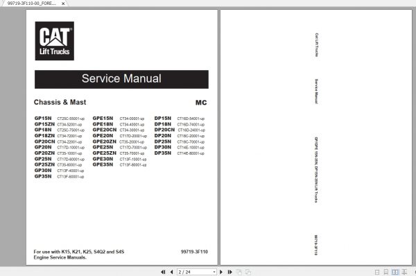 Caterpillar Lift Truck DP20N Service Manuals 1 1