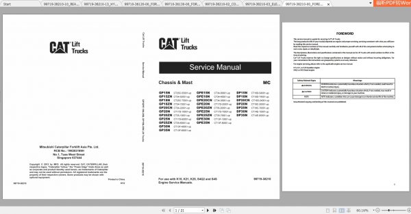 Caterpillar Lift Truck DP25NTS Service Manuals 1