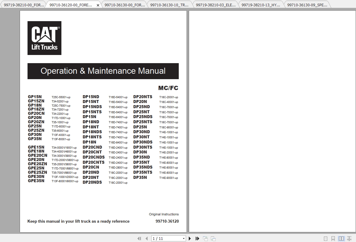 Caterpillar Lift Truck DP25NT Service Manuals 1