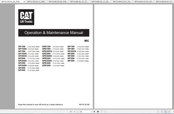 Caterpillar Lift Truck DP30N Service Manuals 1