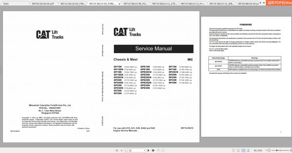 Caterpillar Lift Truck DP35NT Service Manuals 1