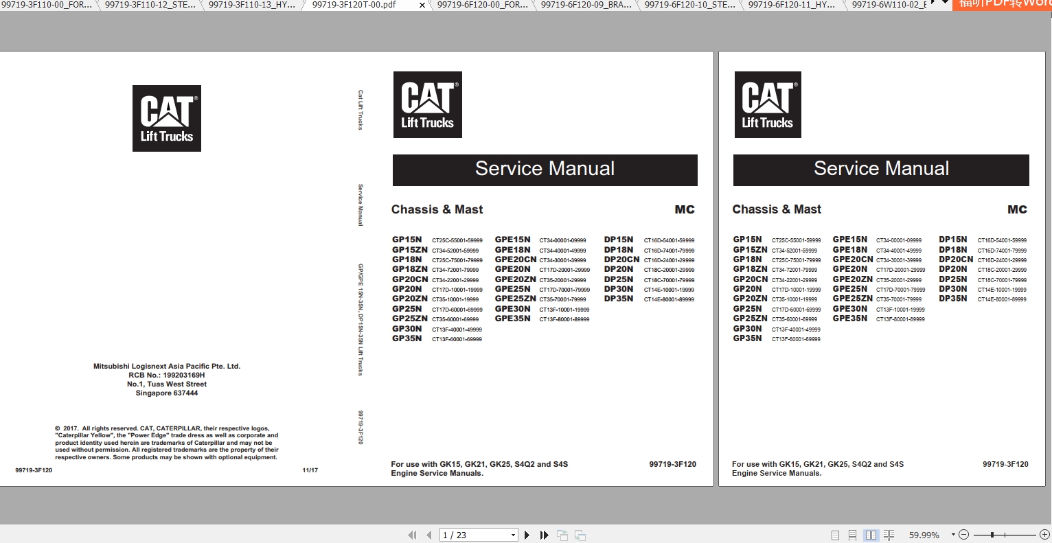 Caterpillar Lift Truck DP35N Service Manuals 1