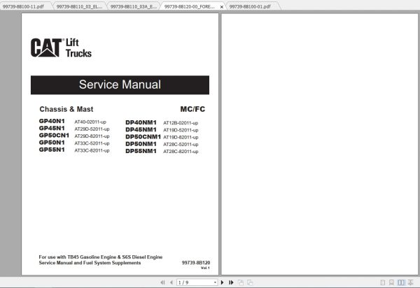 Caterpillar Lift Truck DP45NM1 Service Manuals 1