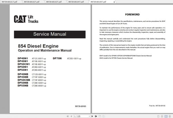 Caterpillar Lift Truck DP50CN1 Service Manuals 1