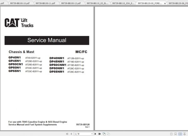 Caterpillar Lift Truck DP50CNM1 Service Manuals 1