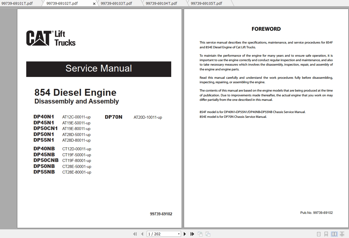 Caterpillar Lift Truck DP50N1 Service Manuals 1
