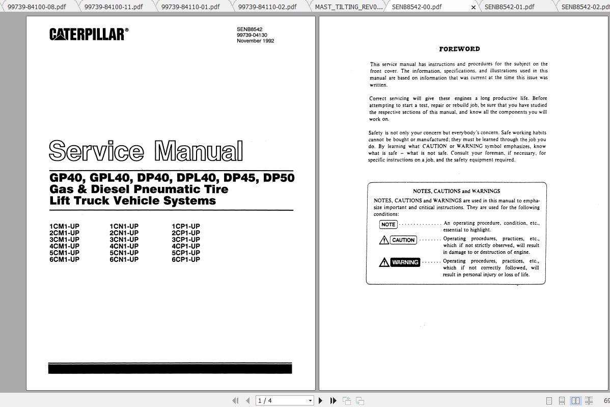 Caterpillar Lift Truck DP50 Service Manuals 1