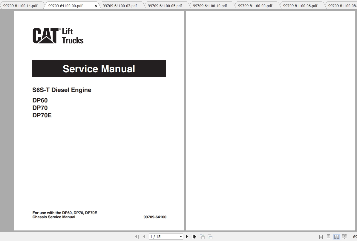 Caterpillar Lift Truck DP70E Service Manuals 1