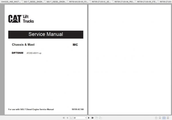 Caterpillar Lift Truck DP70NM Service Manuals 1