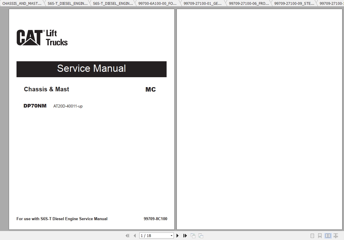 Caterpillar Lift Truck DP70NM Service Manuals 1