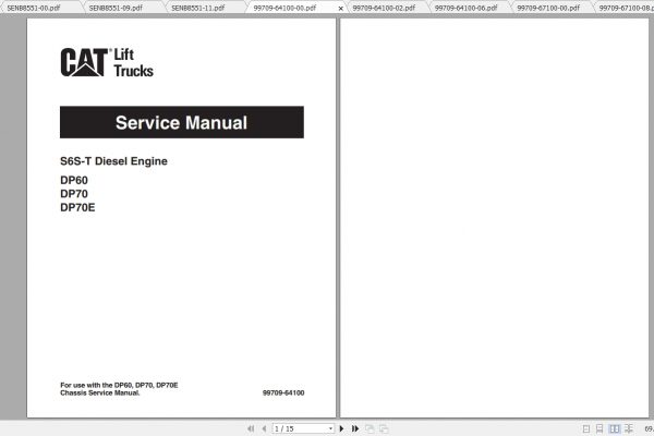Caterpillar Lift Truck DP70 Service Manuals 1