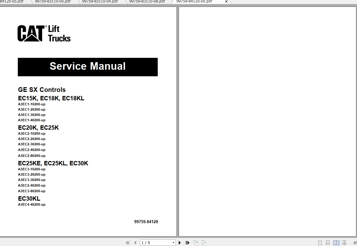 Caterpillar Lift Truck EC20K Service Manuals 1