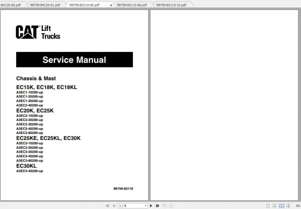 Caterpillar Lift Truck EC25KL Service Manuals 1