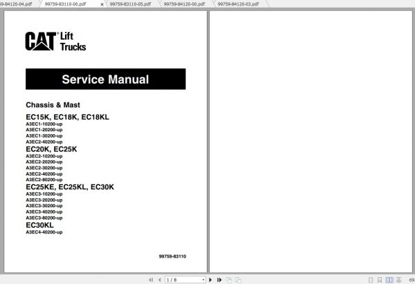 Caterpillar Lift Truck EC25K Service Manuals 1