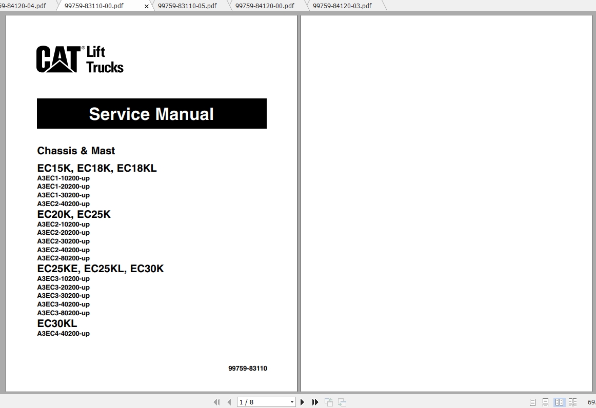 Caterpillar Lift Truck EC25K Service Manuals 1