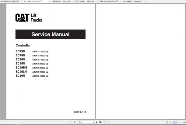 Caterpillar Lift Truck EC25LN Service Manuals 1