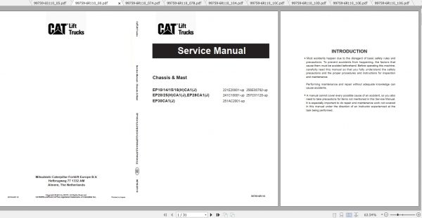 Caterpillar Lift Truck EP10CA1J Service Manuals 1