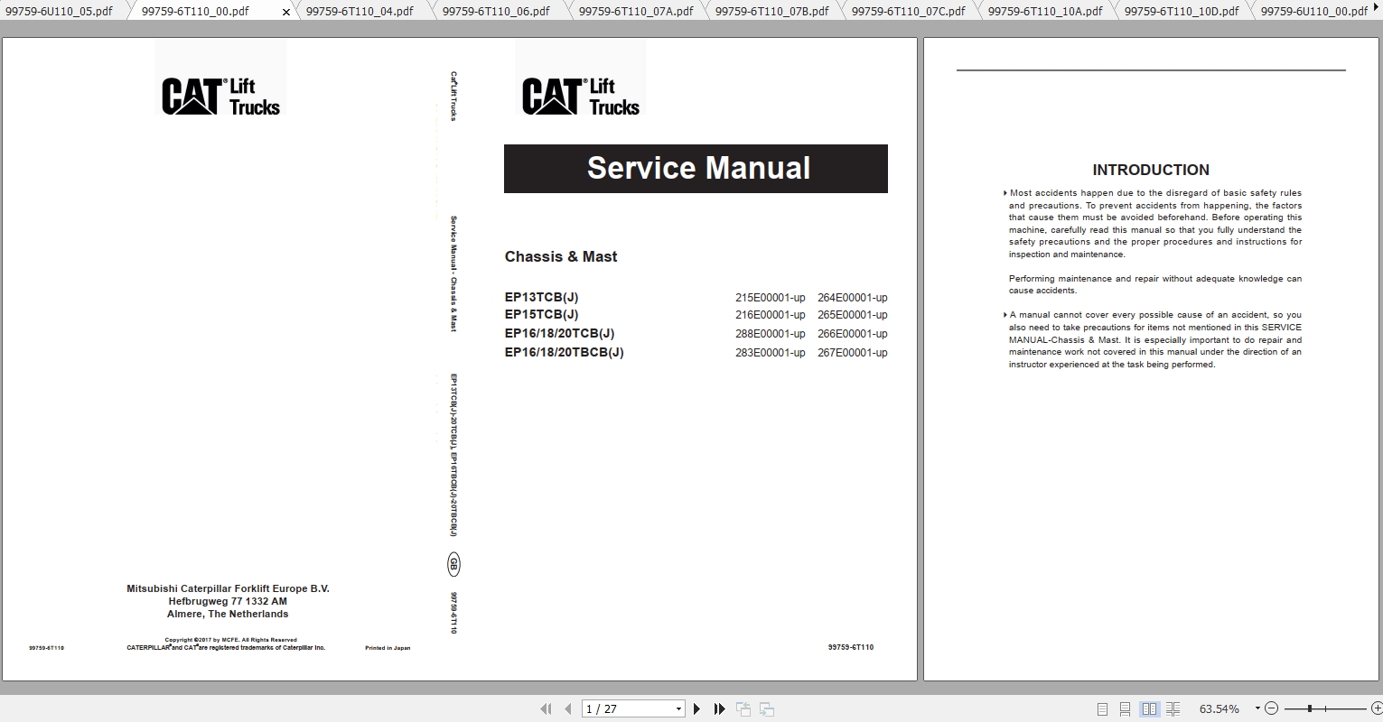 Caterpillar Lift Truck EP13TCBJ Service Manuals 1