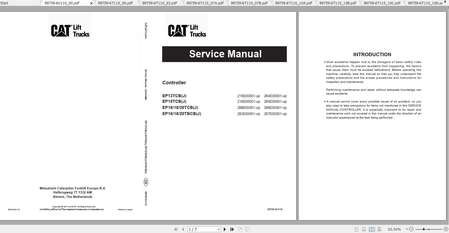 Caterpillar Lift Truck EP13TCB Service Manuals 1