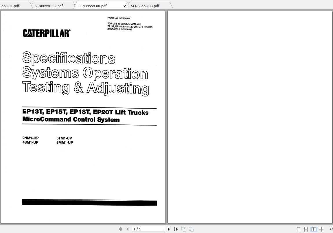 Caterpillar Lift Truck EP13T 36V Service Manuals 1