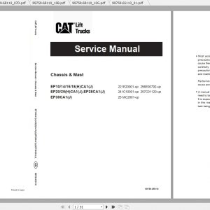 Caterpillar Lift Truck EP15CA1J Service Manuals 1