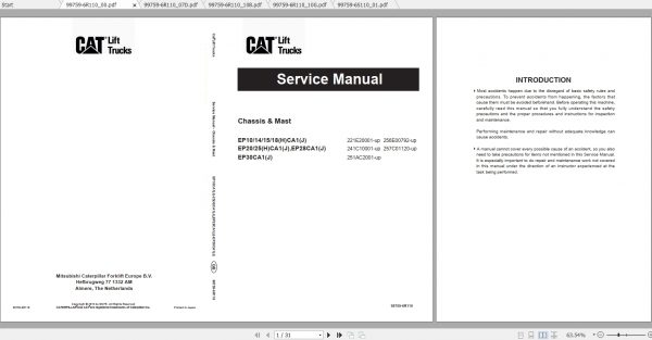 Caterpillar Lift Truck EP15CA1J Service Manuals 1