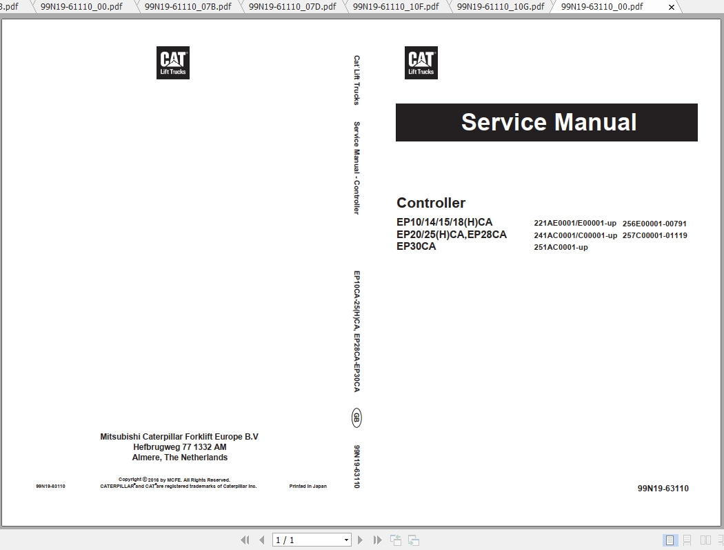 Caterpillar Lift Truck EP15CA Service Manuals 1