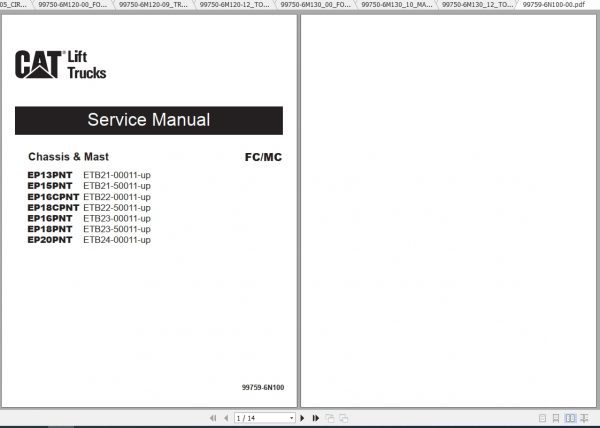 Caterpillar Lift Truck EP15PNT Service Manuals 1