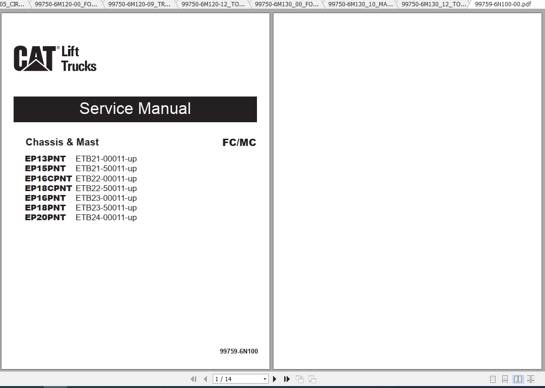 Caterpillar Lift Truck EP15PNT Service Manuals 1