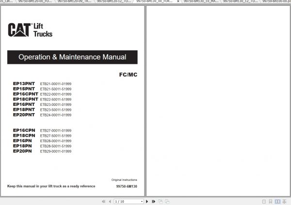 Caterpillar Lift Truck EP15PNT Service Manuals 2