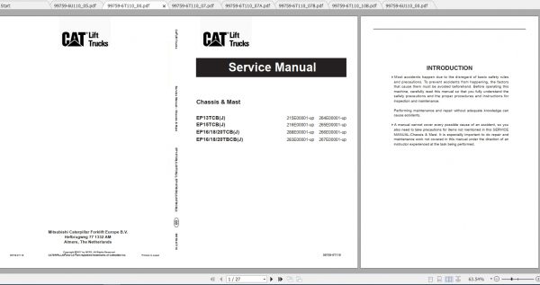 Caterpillar Lift Truck EP15TCBJ Service Manuals 1