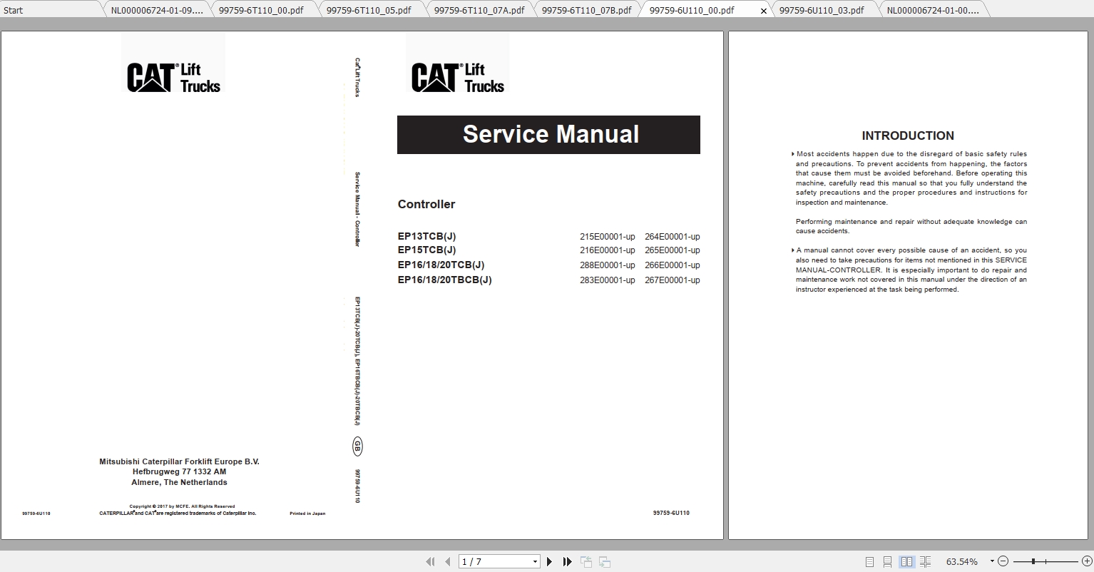 Caterpillar Lift Truck EP15TCB Service Manuals 1