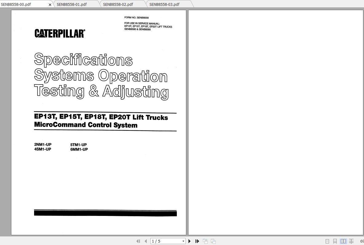 Caterpillar Lift Truck EP15T 36V Service Manuals 1