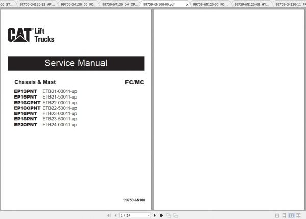 Caterpillar Lift Truck EP16CPNT Service Manuals 1