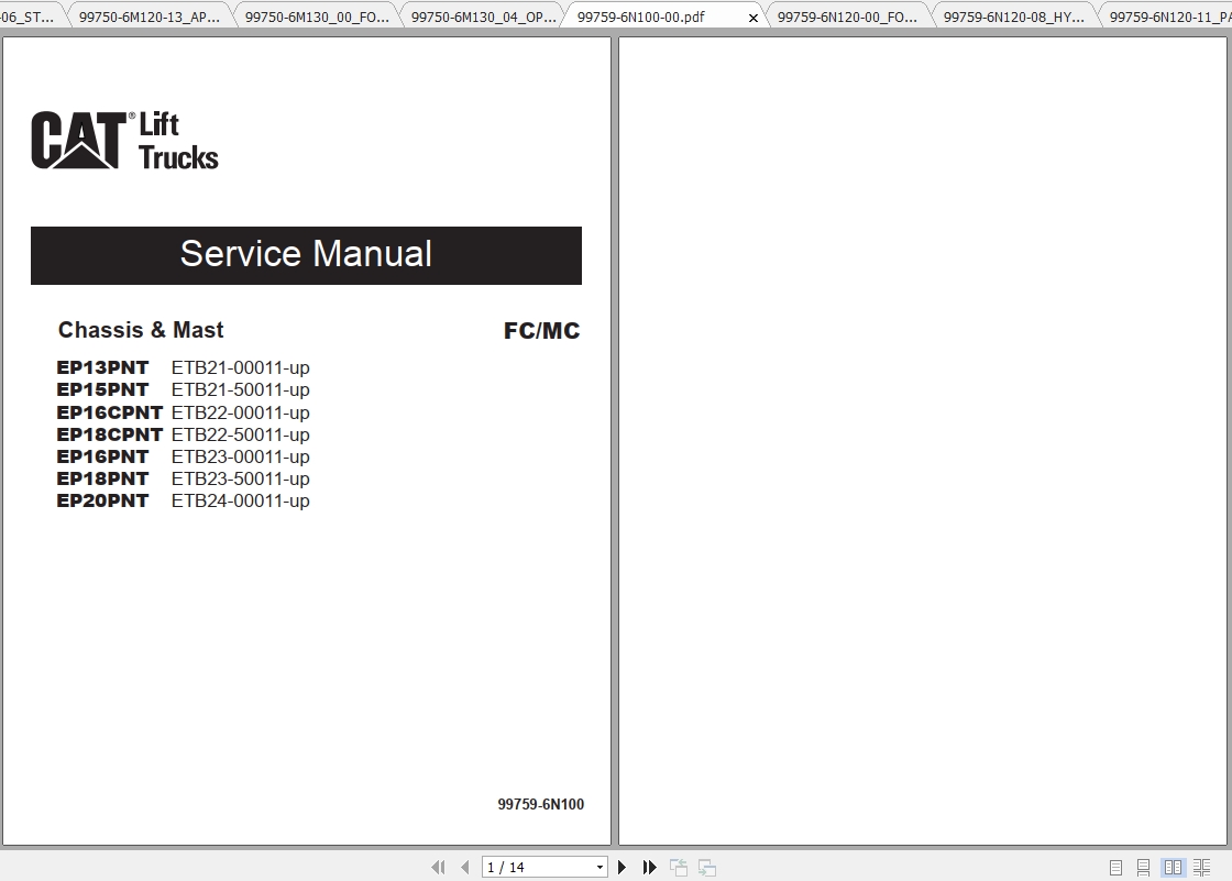 Caterpillar Lift Truck EP16CPNT Service Manuals 1
