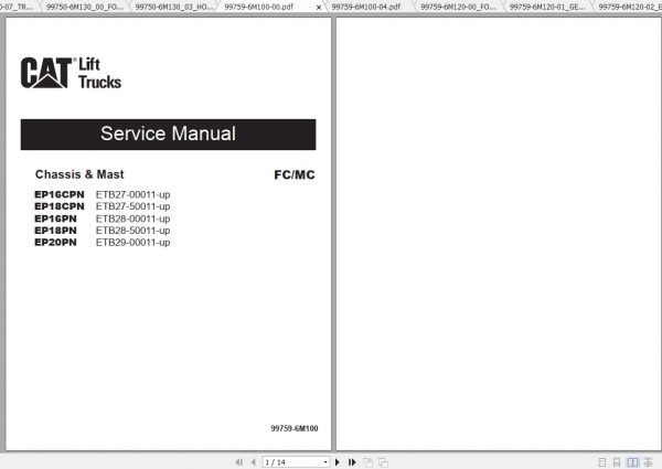 Caterpillar Lift Truck EP16CPN Service Manuals 1