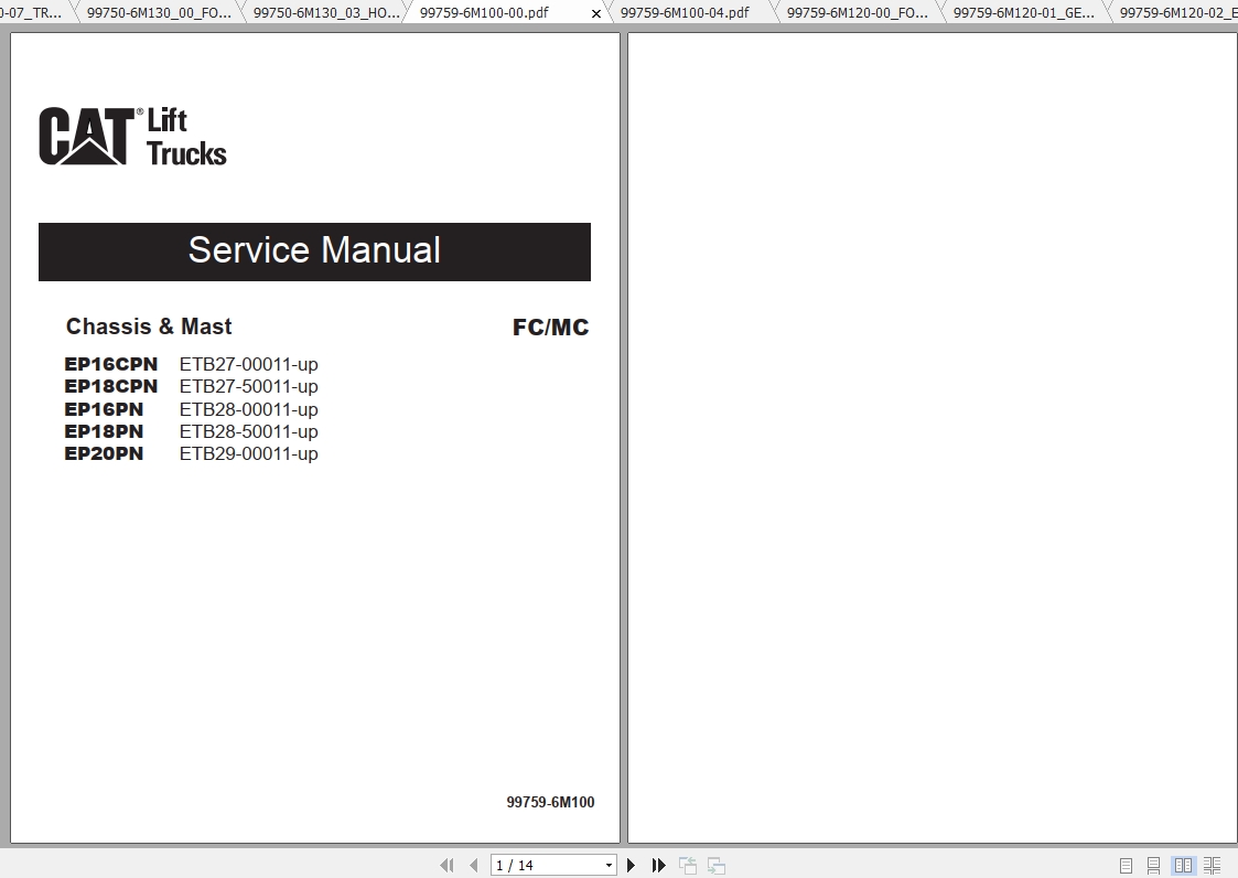 Caterpillar Lift Truck EP16CPN Service Manuals 1