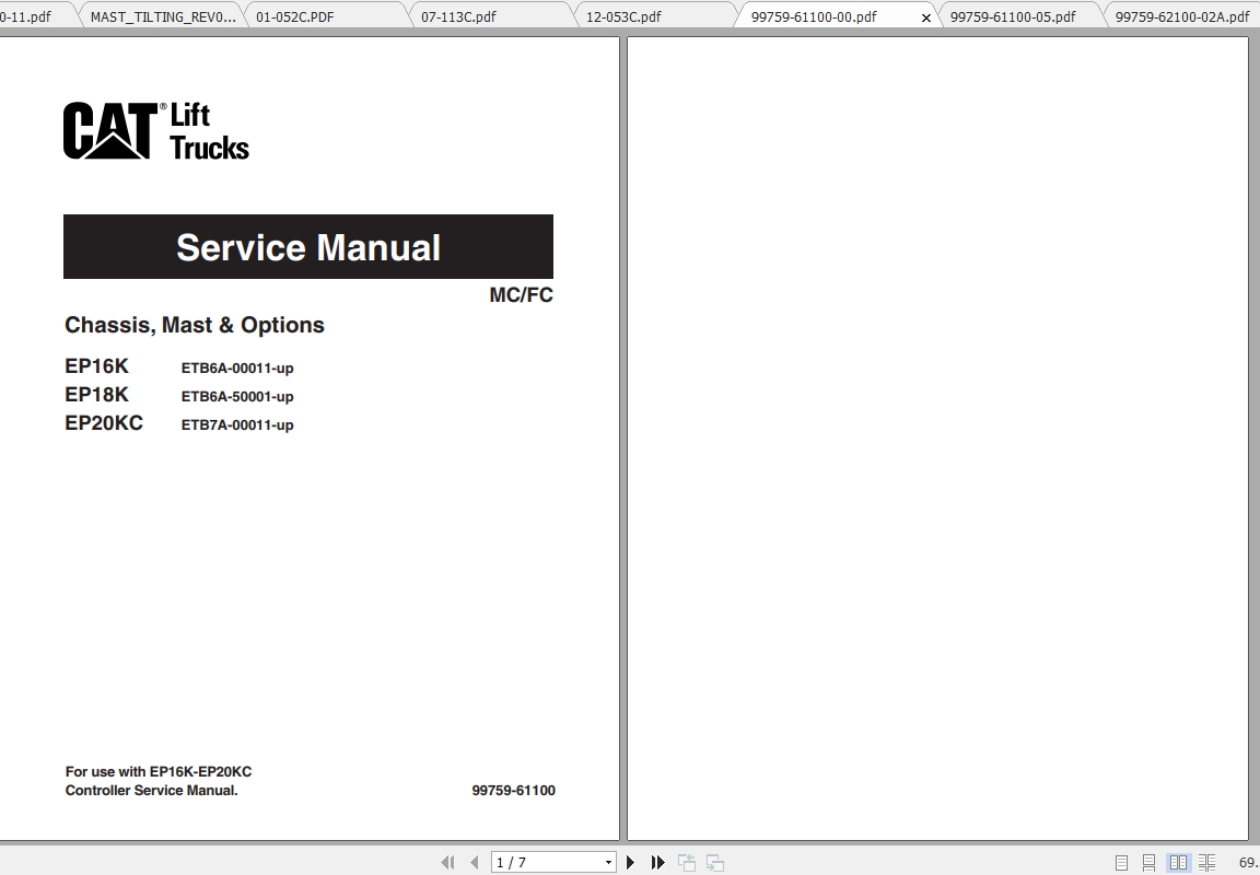 Caterpillar Lift Truck EP16K Service Manuals 1