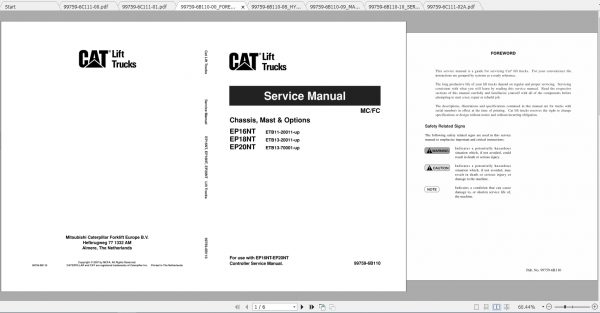 Caterpillar Lift Truck EP16NT Service Manuals 1