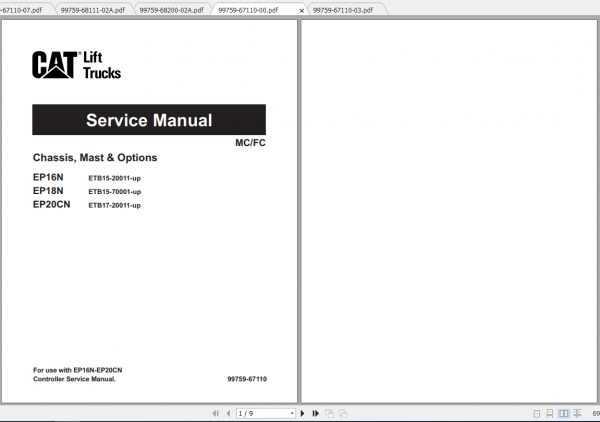 Caterpillar Lift Truck EP16N Service Manuals 1