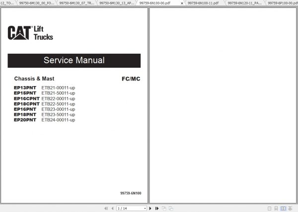 Caterpillar Lift Truck EP16PNT Service Manuals 1