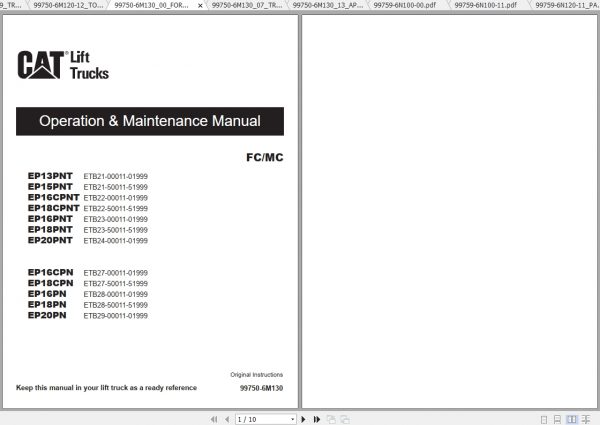 Caterpillar Lift Truck EP16PNT Service Manuals 2
