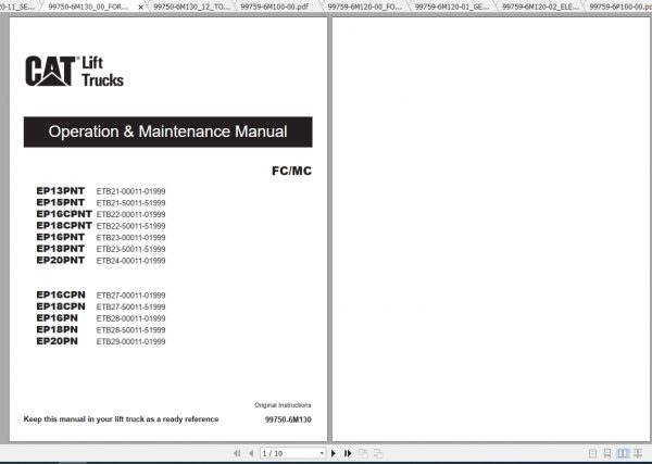 Caterpillar Lift Truck EP16PN Service Manuals 2