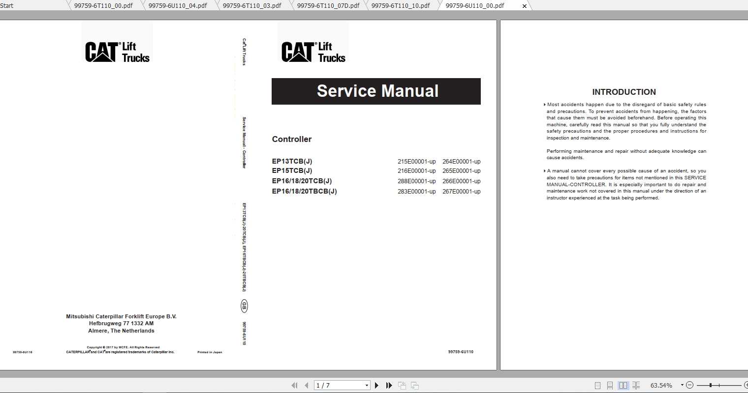Caterpillar Lift Truck EP16TCBJ Service Manuals 1