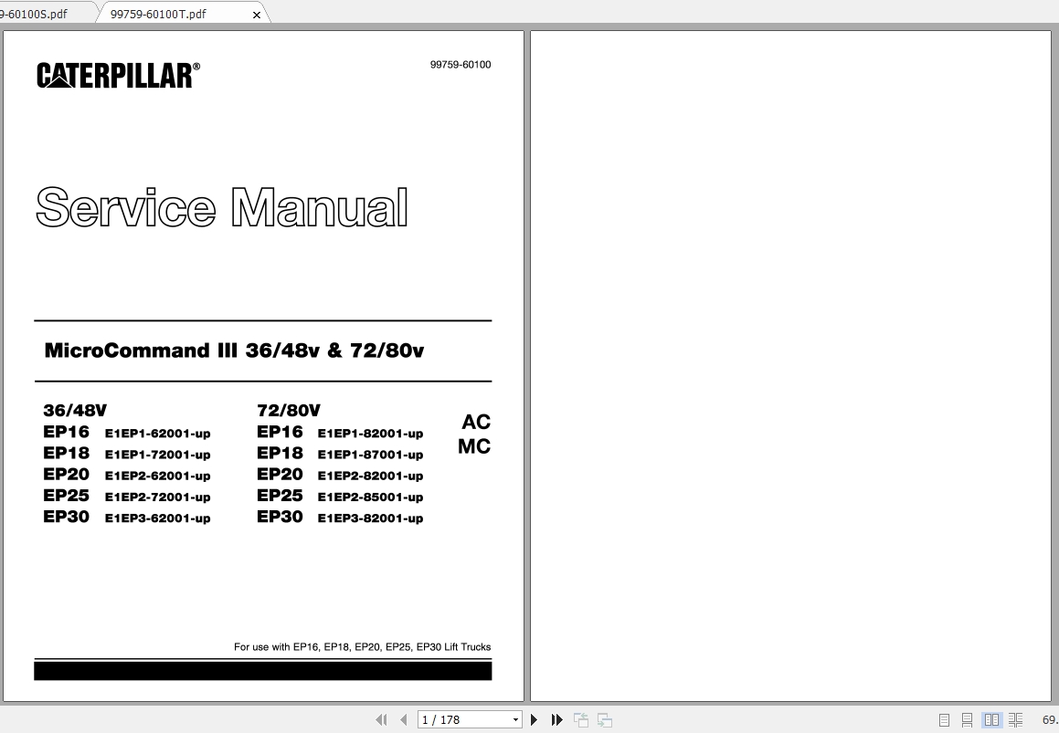 Caterpillar Lift Truck EP16 36 48V MCIII Service Manuals 1